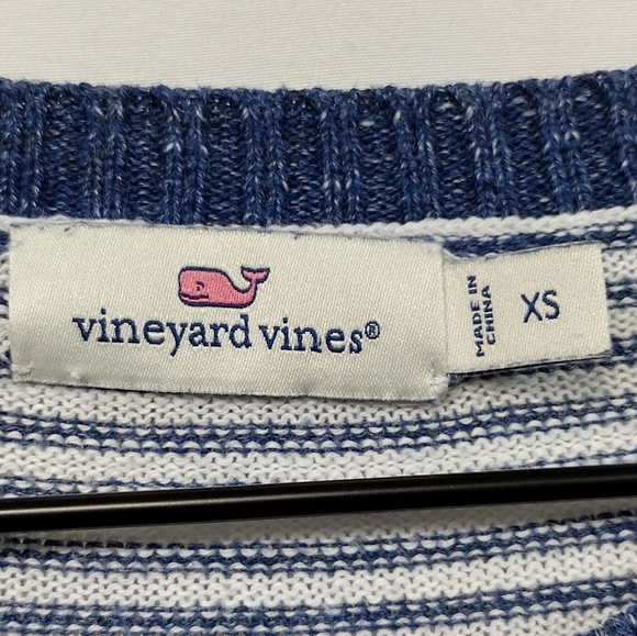 Vineyard Vines Stripped Sweater Women's XS Blue White Retro 90s Y2K Oversized - Picture 7 of 8